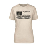 softball grandma horizontal flag on a unisex t-shirt with a black graphic
