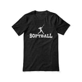 basic softball with softball player icon on a unisex t-shirt with a white graphic