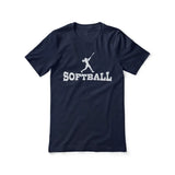 basic softball with softball player icon on a unisex t-shirt with a white graphic