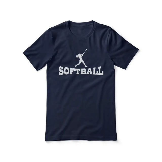 basic softball with softball player icon on a unisex t-shirt with a white graphic