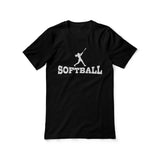 basic softball with softball player icon on a unisex t-shirt with a white graphic