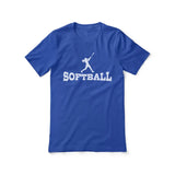 basic softball with softball player icon on a unisex t-shirt with a white graphic