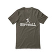 basic softball with softball player icon on a unisex t-shirt with a white graphic