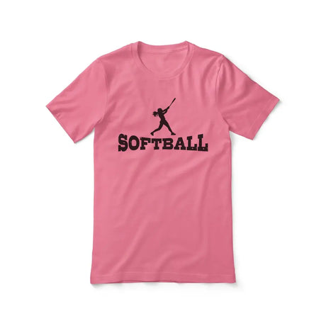 basic softball with softball player icon on a unisex t-shirt with a black graphic