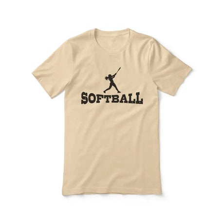 basic softball with softball player icon on a unisex t-shirt with a black graphic