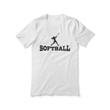 basic softball with softball player icon on a unisex t-shirt with a black graphic