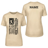 softball mom vertical flag with softball player name on a unisex t-shirt with a black graphic