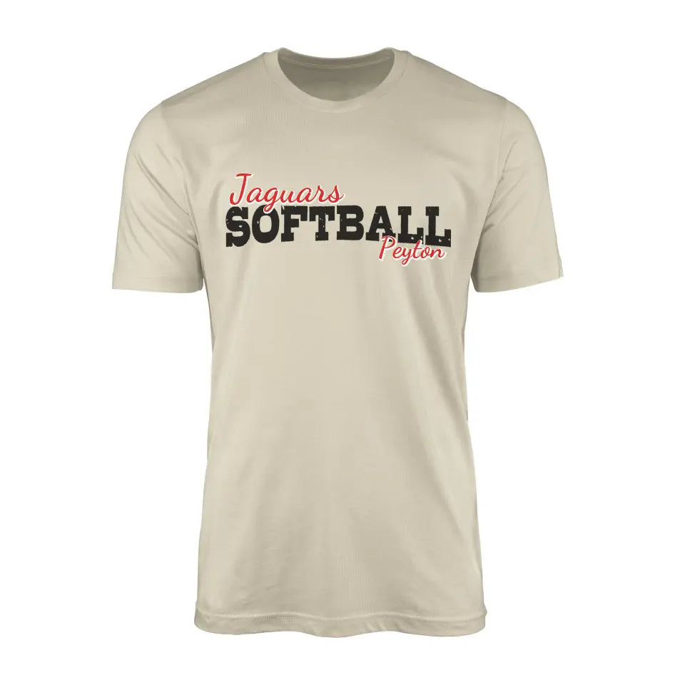 Custom Softball Mascot and Softball Player Name | Men's T-Shirt | Black Graphic