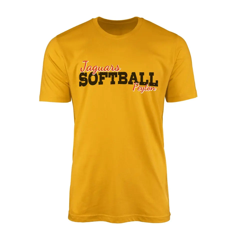 Custom Softball Mascot and Softball Player Name | Men's T-Shirt | Black Graphic