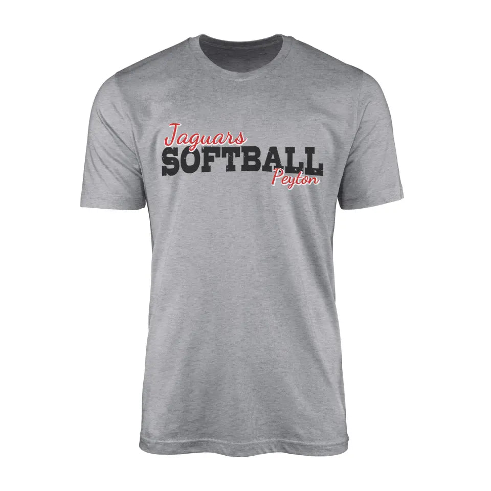 Custom Softball Mascot and Softball Player Name | Men's T-Shirt | Black Graphic