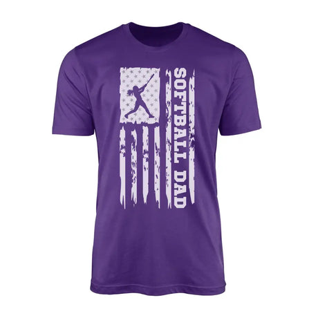 Softball Dad Vertical Flag on a Men's T-Shirt with a White Graphic