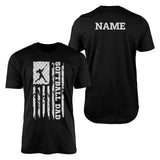 Softball Dad Vertical Flag With Softball Player Name on a Men's T-Shirt with a White Graphic