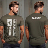 Softball Dad Vertical Flag With Softball Player Name on a Men's T-Shirt with a White Graphic