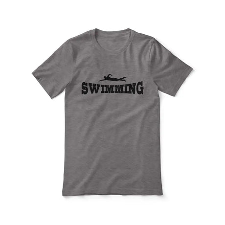 basic swimming with swimmer icon on a unisex t-shirt with a black graphic