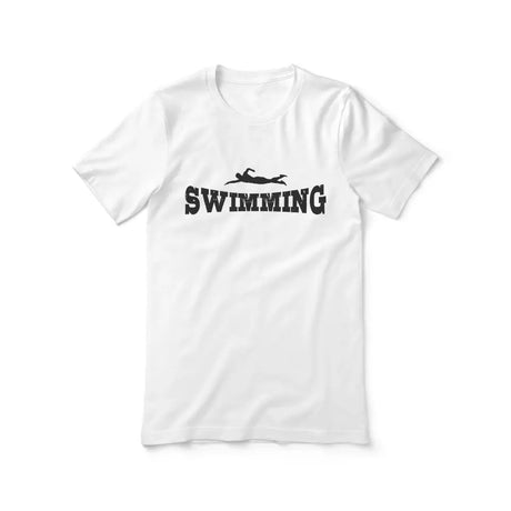 basic swimming with swimmer icon on a unisex t-shirt with a black graphic