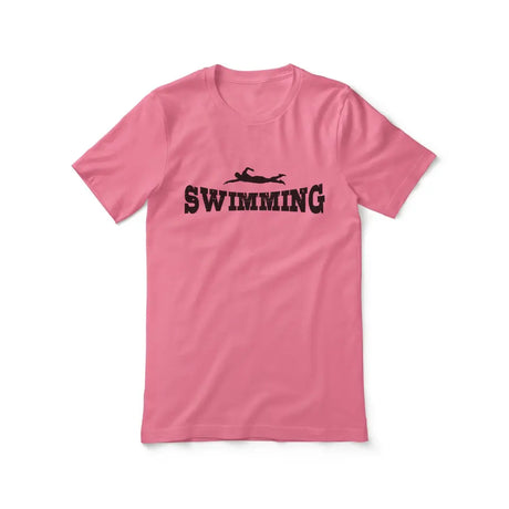 basic swimming with swimmer icon on a unisex t-shirt with a black graphic