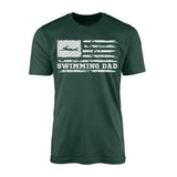 swimming dad horizontal flag on a mens t-shirt with a white graphic