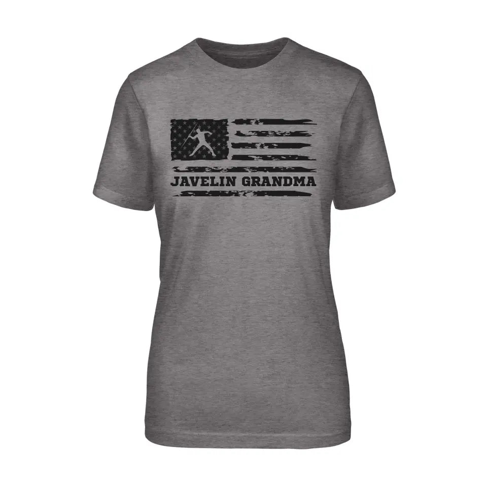 javelin grandma horizontal flag on a unisex t-shirt with a black graphic