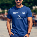 Softball Dad with Softball Player Icon and Softball Player Name | Men's T-Shirt | White Graphic