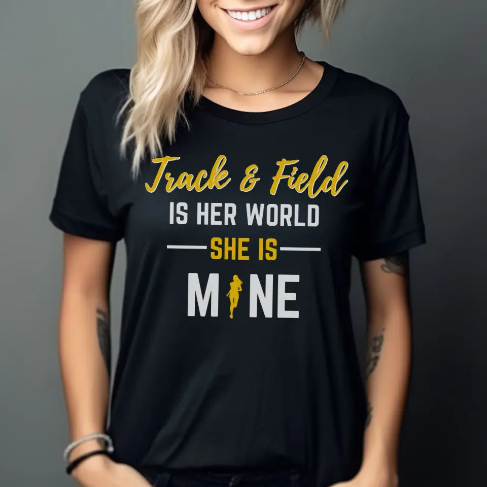 javelin is her world she is mine on a unisex t-shirt