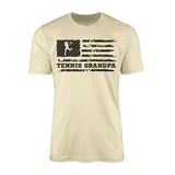 tennis grandpa horizontal flag on a mens t-shirt with a black graphic