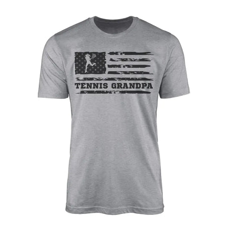 tennis grandpa horizontal flag on a mens t-shirt with a black graphic