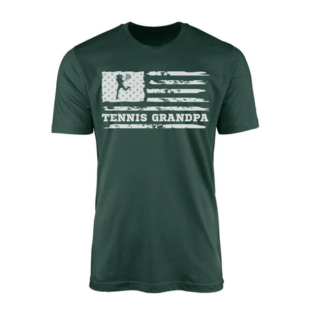 tennis grandpa horizontal flag on a mens t-shirt with a white graphic