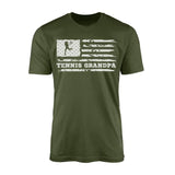 tennis grandpa horizontal flag on a mens t-shirt with a white graphic