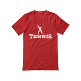 basic tennis with tennis player icon on a unisex t-shirt with a white graphic