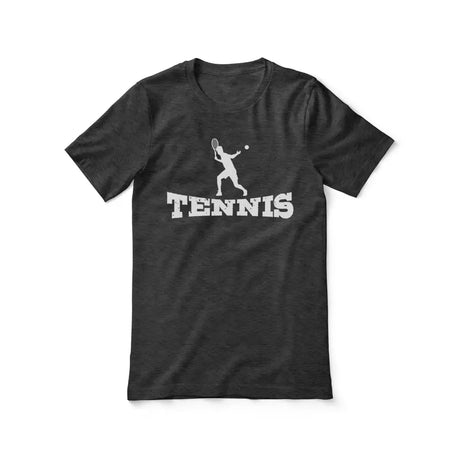 basic tennis with tennis player icon on a unisex t-shirt with a white graphic