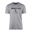 Tennis Dad with Tennis Player Icon and Tennis Player Name on a Men's T-Shirt with a Black Graphic