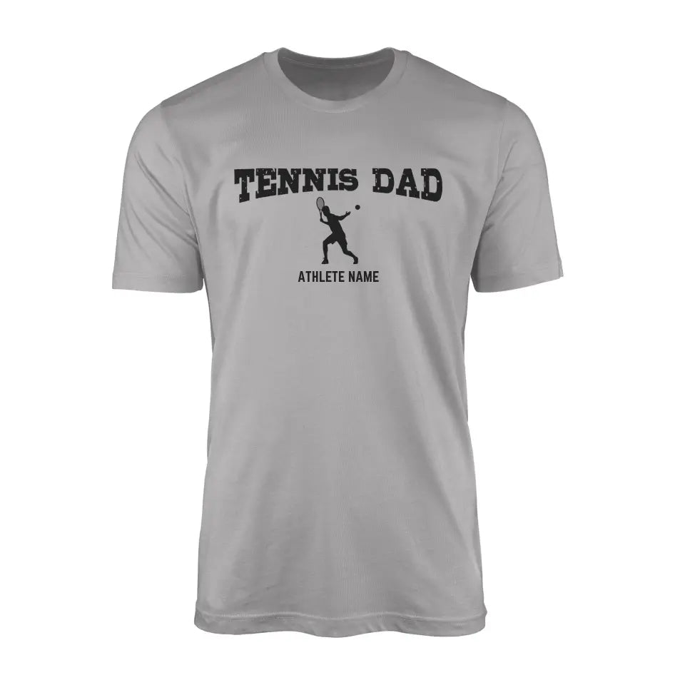 Tennis Dad with Tennis Player Icon and Tennis Player Name on a Men's T-Shirt with a Black Graphic