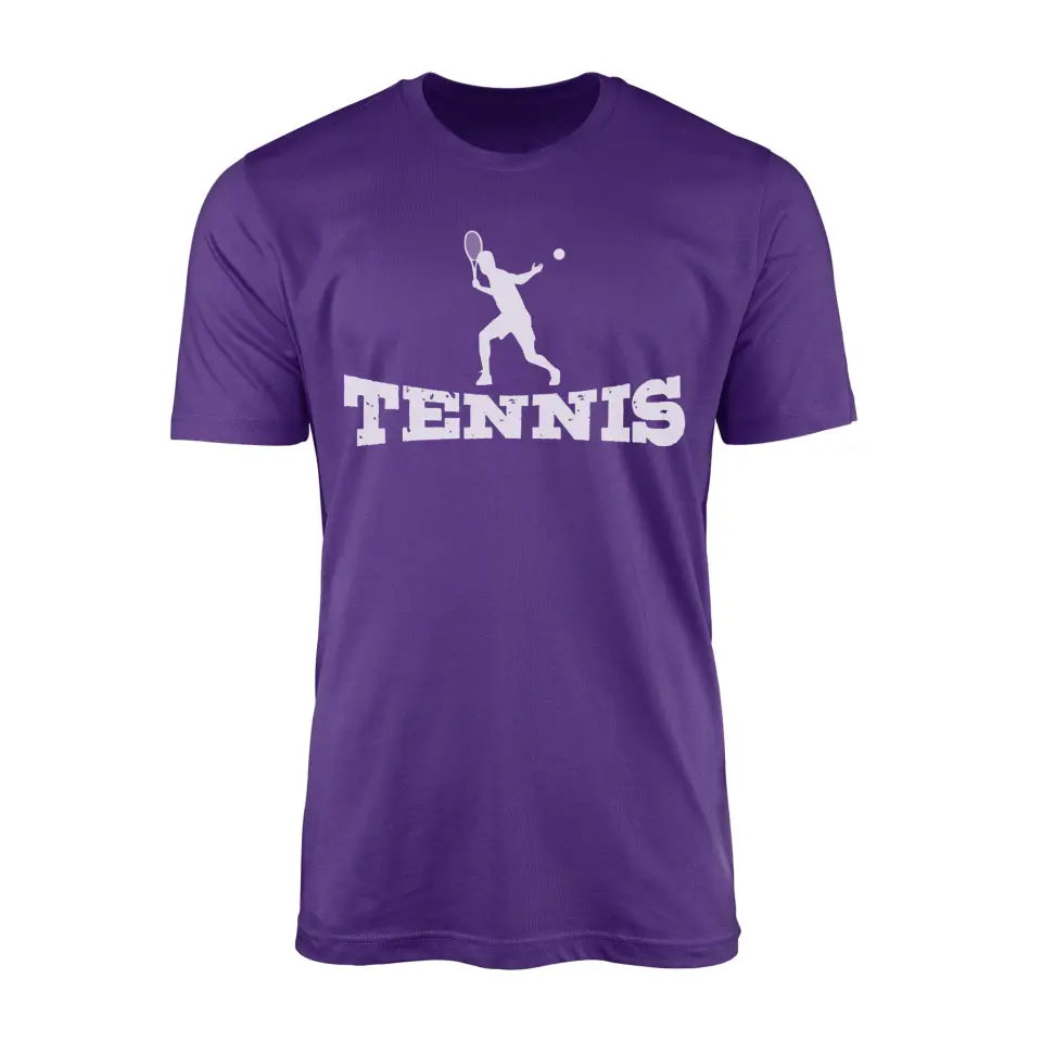 basic tennis with tennis player icon on a mens t-shirt with a white graphic