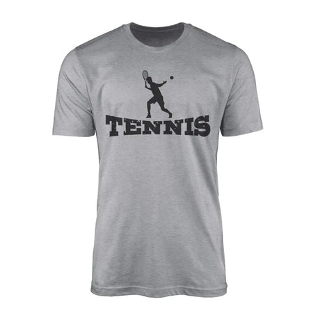 basic tennis with tennis player icon on a mens t-shirt with a black graphic