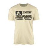 hurdles grandpa horizontal flag on a mens t-shirt with a black graphic