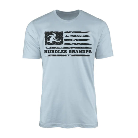 hurdles grandpa horizontal flag on a mens t-shirt with a black graphic