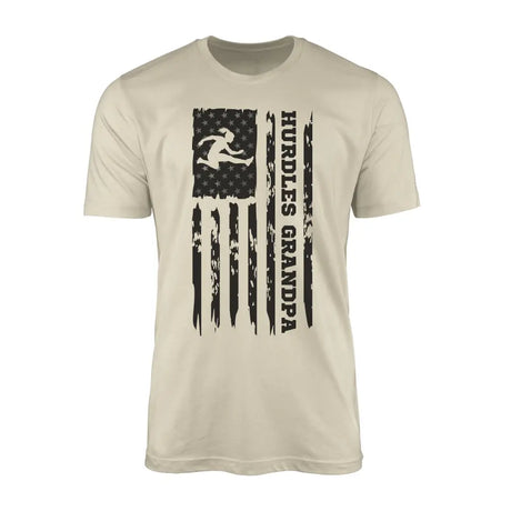 hurdles grandpa vertical flag on a mens t-shirt with a black graphic