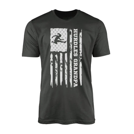 hurdles grandpa vertical flag on a mens t-shirt with a white graphic