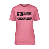 Hurdles Mom Horizontal Flag on a Unisex T-Shirt with a Black Graphic