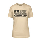 Hurdles Mom Horizontal Flag on a Unisex T-Shirt with a Black Graphic