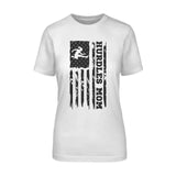 hurdles mom vertical flag on a unisex t-shirt with a black graphic