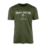 hurdles dad with hurdler icon and hurdler name on a mens t-shirt with a white graphic