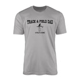 hurdles dad with hurdler icon and hurdler name on a mens t-shirt with a black graphic