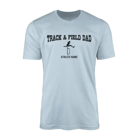 hurdles dad with hurdler icon and hurdler name on a mens t-shirt with a black graphic