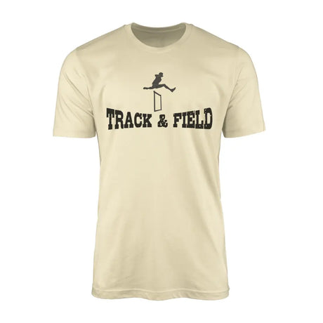 basic hurdles with hurdler icon on a mens t-shirt with a black graphic