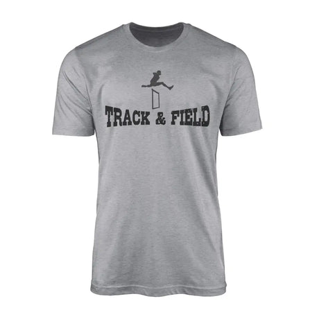 basic hurdles with hurdler icon on a mens t-shirt with a black graphic