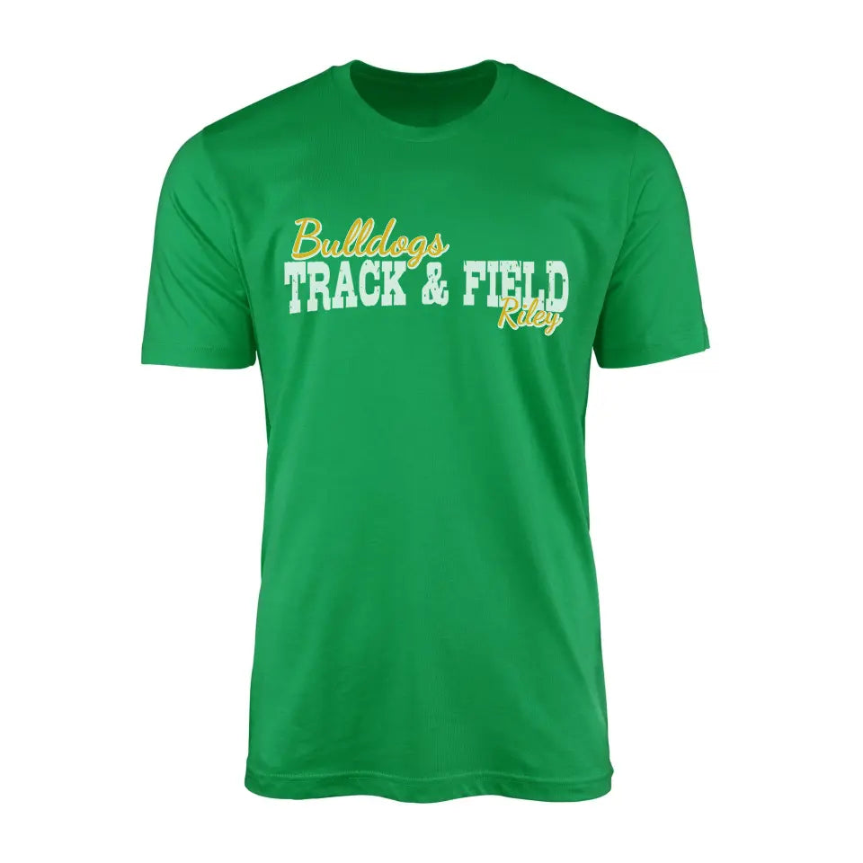 custom hurdles mascot and hurdler name on a mens t-shirt with a white graphic