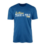 custom hurdles mascot and hurdler name on a mens t-shirt with a white graphic