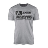 hurdles dad horizontal flag on a mens t-shirt with a black graphic