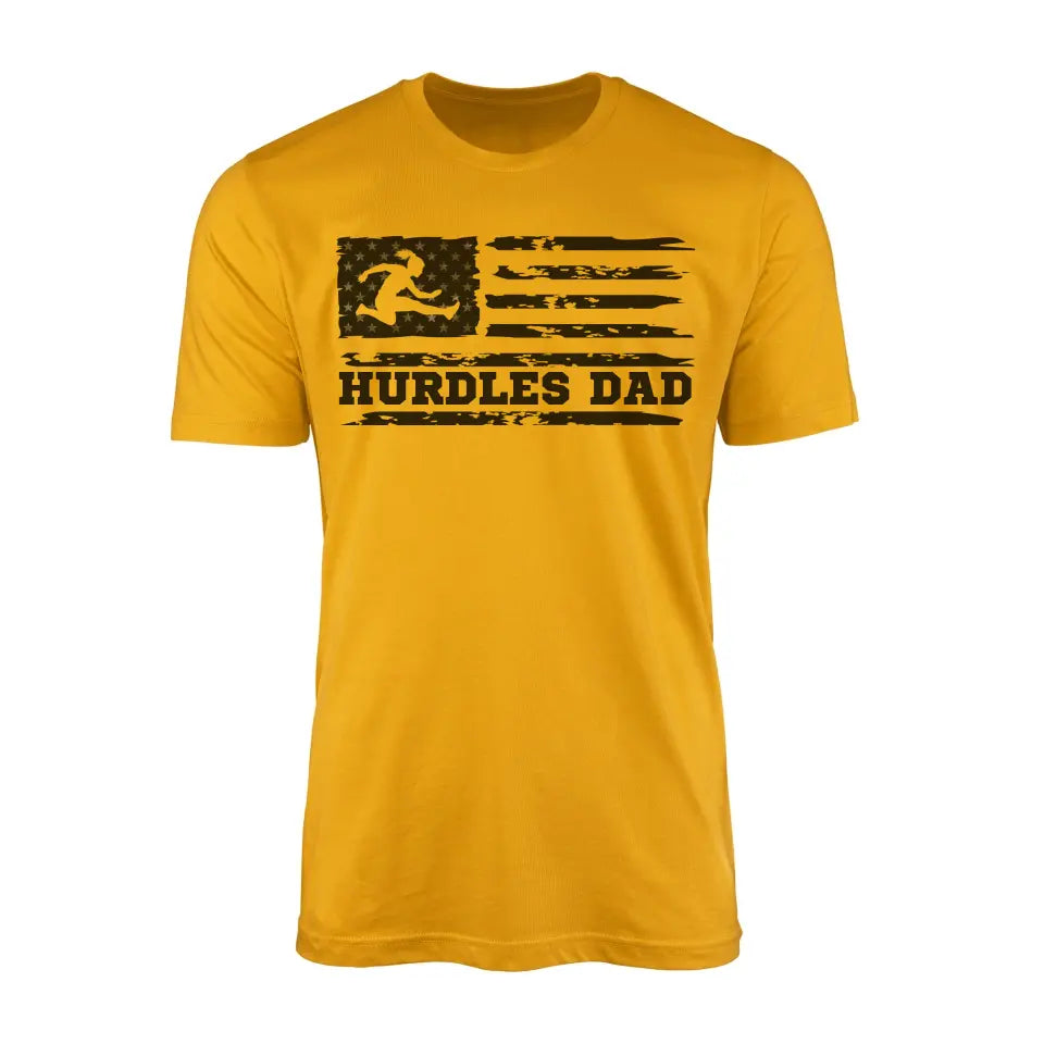 hurdles dad horizontal flag on a mens t-shirt with a black graphic